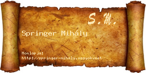 Springer Mihály névjegykártya
